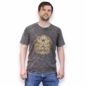 Medium Stone Washed T-Shirt – Hamsa – Dark Grey | www.artisan-gifts.co.uk 1