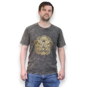 Medium Stone Washed T-Shirt – Hamsa – Dark Grey | www.artisan-gifts.co.uk 1