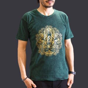 Medium Stone Washed T-Shirt – Hamsa – Green | www.artisan-gifts.co.uk 1