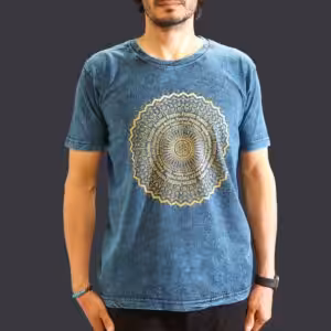 Medium Stone Washed T-Shirt – Mandala – Blue | www.artisan-gifts.co.uk 1