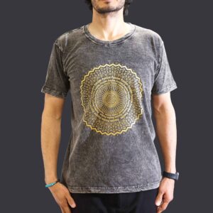 Medium Stone Washed T-Shirt – Mandala – Dark Grey | www.artisan-gifts.co.uk 1
