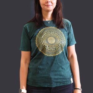 Medium Stone Washed T-Shirt – Mandala – Green | www.artisan-gifts.co.uk 1