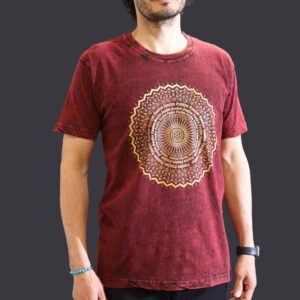 Medium Stone Washed T-Shirt – Mandala – Maroon | www.artisan-gifts.co.uk 1