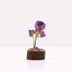 Mini Gemstone Tree On Wood Base – Amethyst (15 stones) | www.artisan-gifts.co.uk 1