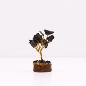 Mini Gemstone Tree On Wood Base – Black Agate (15 stones) | www.artisan-gifts.co.uk 1