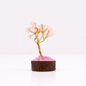 Mini Gemstone Tree On Wood Base – Rose Quartz (15 stones) | www.artisan-gifts.co.uk 1