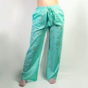(ML) Nomad Sari On the Med Collection – Lounge Pants – Turquoise & Gold Fish Design | www.artisan-gifts.co.uk 1