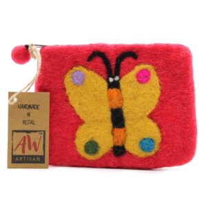 Natural Felt Zipper Pouch (asst) – Big Butterfly | www.artisan-gifts.co.uk 1