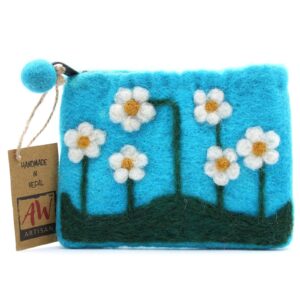 Natural Felt Zipper Pouch (asst) – Flower Garden | www.artisan-gifts.co.uk 1