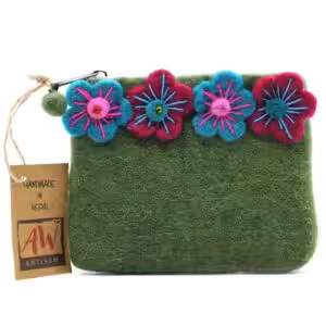 Natural Felt Zipper Pouch (asst) – Four Flowers | www.artisan-gifts.co.uk 1