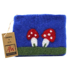 Natural Felt Zipper Pouch (asst) – Mystic Mushrooms | www.artisan-gifts.co.uk 1