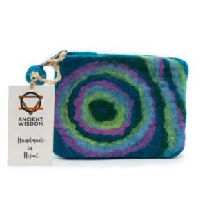 Natural Felt Zipper Pouch (asst) – Psychdelic | www.artisan-gifts.co.uk 1