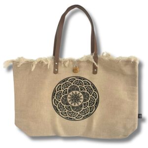 Natural Tote Bag Leather Handle – Mandela | www.artisan-gifts.co.uk 1