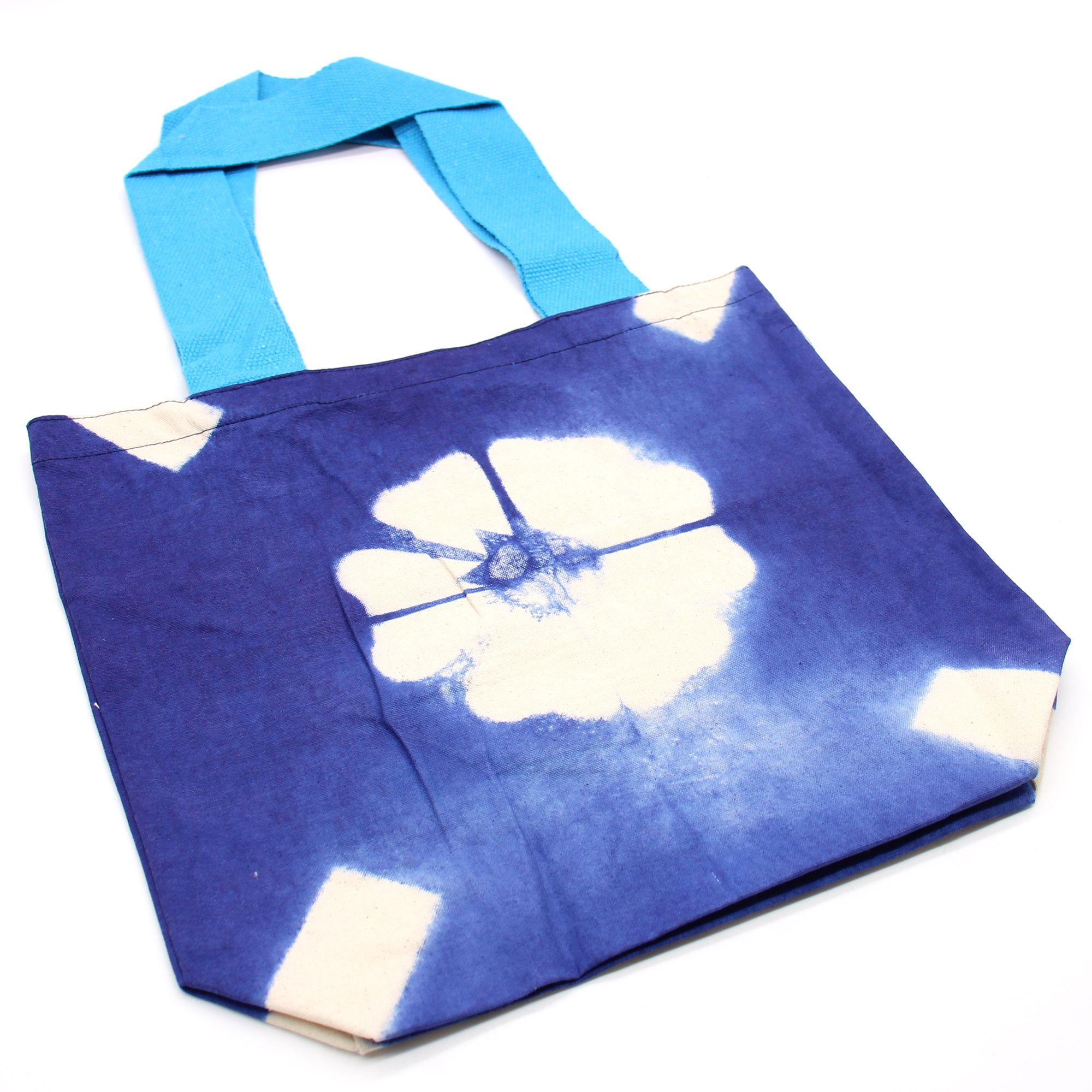 Natural Tye-Dye Cotton Bag (8oz) – 38x42x12cm – Blue Flower – Blue Handle | www.artisan-gifts.co.uk 5 Natural Tye-Dye Cotton Bag (8oz) – 38x42x12cm – Blue Flower – Blue Handle | www.artisan-gifts.co.uk 4