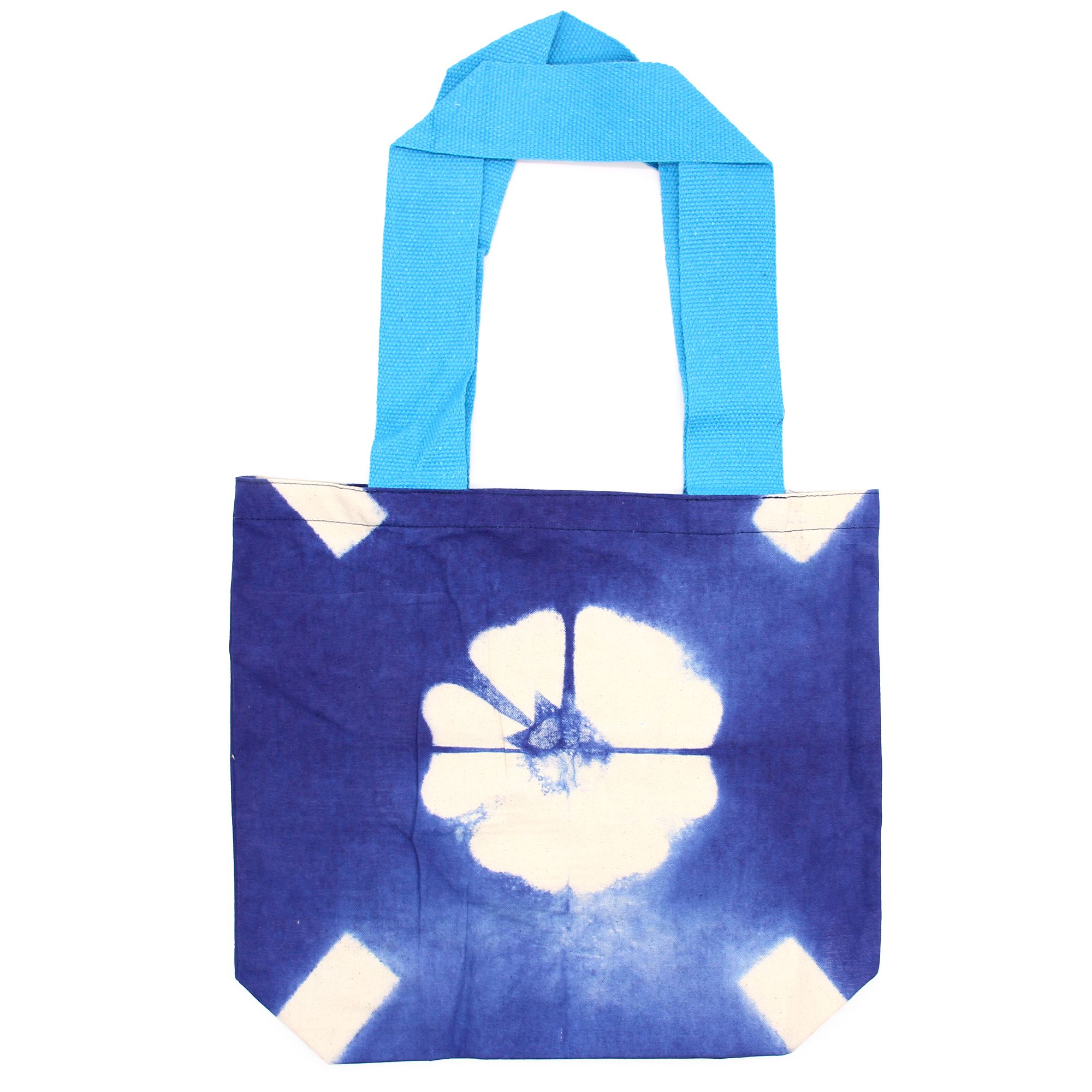 Natural Tye-Dye Cotton Bag (8oz) – 38x42x12cm – Blue Flower – Blue Handle | www.artisan-gifts.co.uk 2 Natural Tye-Dye Cotton Bag (8oz) – 38x42x12cm – Blue Flower – Blue Handle | www.artisan-gifts.co.uk 1
