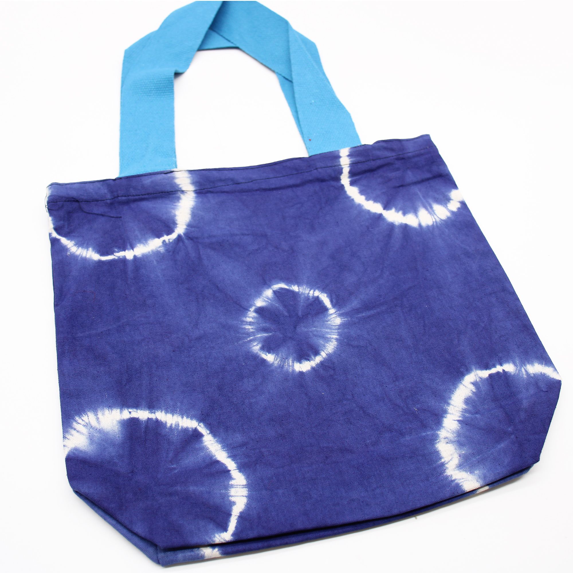 Natural Tye-Dye Cotton Bag (8oz) – 38x42x12cm – Blue Rings – Blue Handle | www.artisan-gifts.co.uk 3 Natural Tye-Dye Cotton Bag (8oz) – 38x42x12cm – Blue Rings – Blue Handle | www.artisan-gifts.co.uk 2