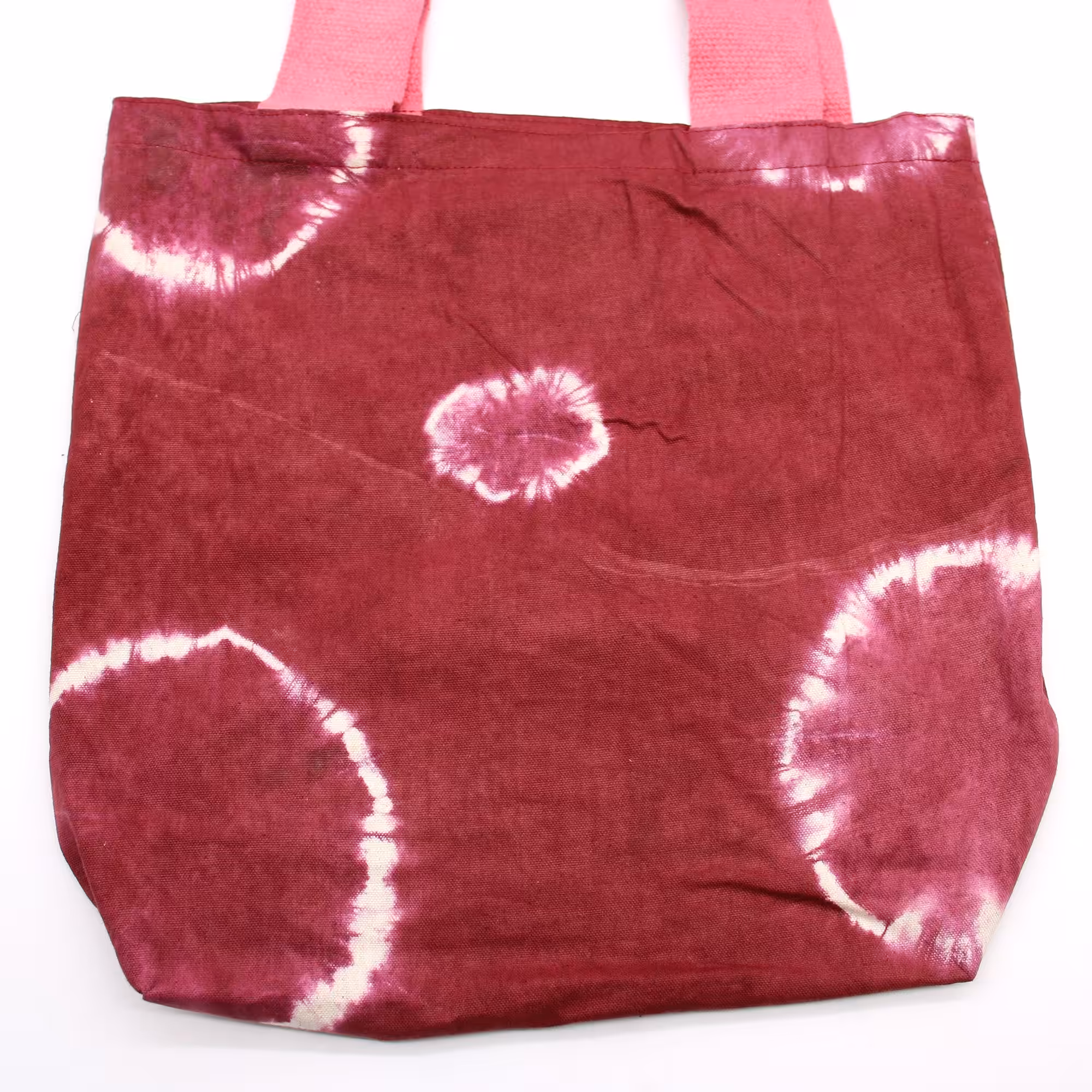 Natural Tye-Dye Cotton Bag (8oz) – 38x42x12cm – Maroon Rings – Pink Handle | www.artisan-gifts.co.uk 4 Natural Tye-Dye Cotton Bag (8oz) – 38x42x12cm – Maroon Rings – Pink Handle | www.artisan-gifts.co.uk 3