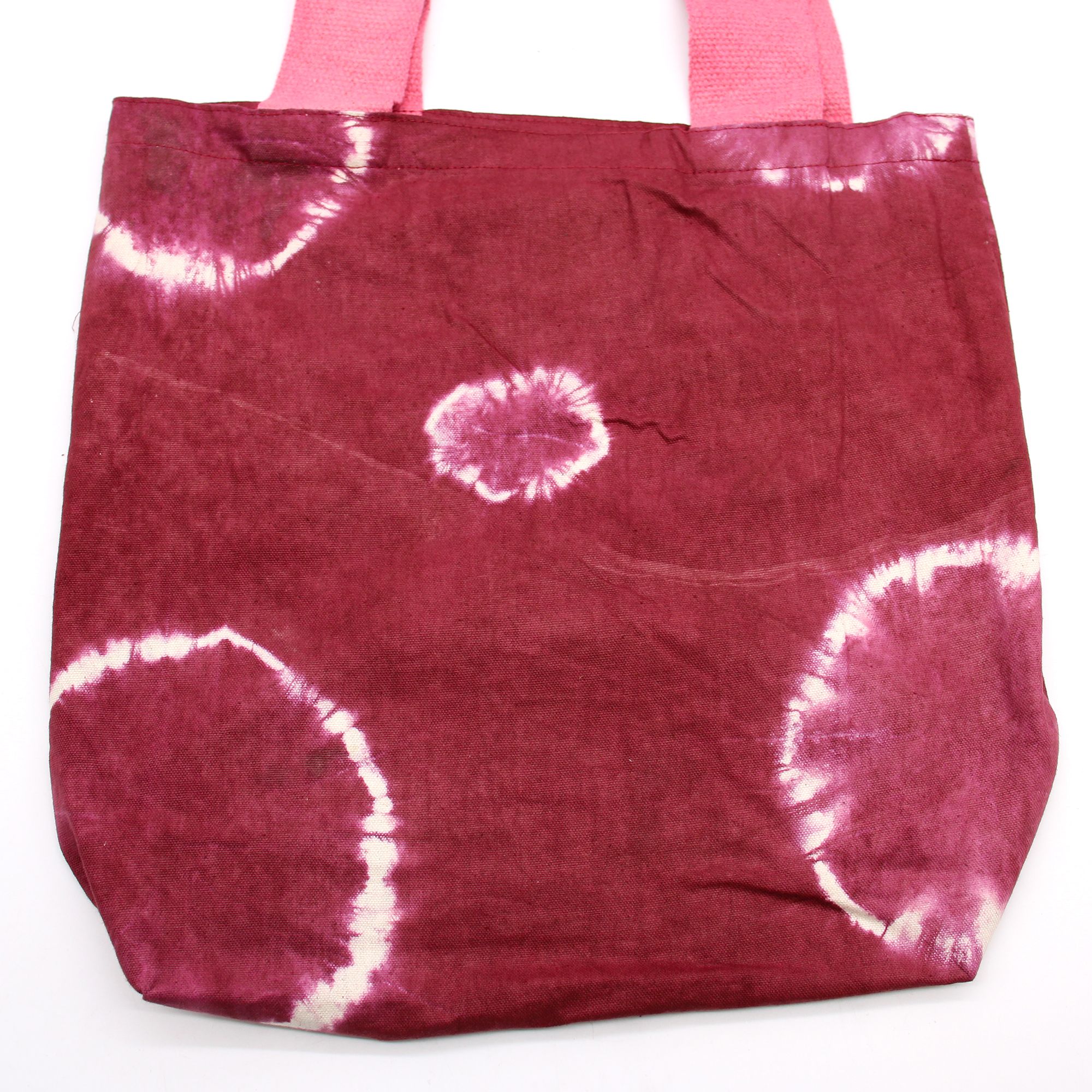 Natural Tye-Dye Cotton Bag (8oz) – 38x42x12cm – Maroon Rings – Pink Handle | www.artisan-gifts.co.uk 4 Natural Tye-Dye Cotton Bag (8oz) – 38x42x12cm – Maroon Rings – Pink Handle | www.artisan-gifts.co.uk 3