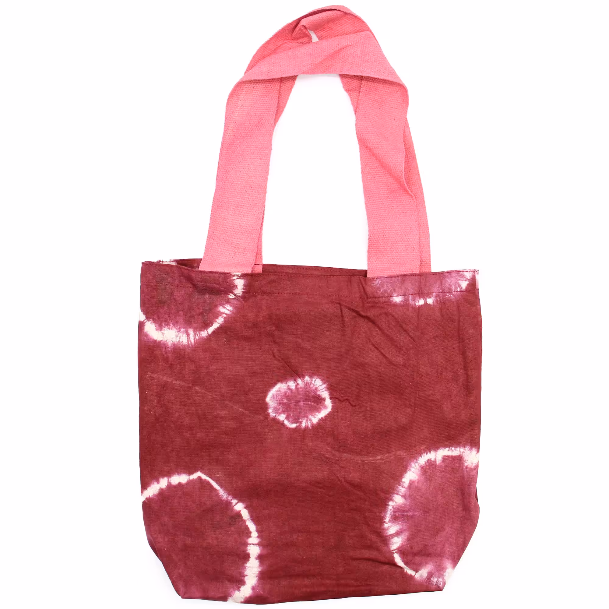 Natural Tye-Dye Cotton Bag (8oz) – 38x42x12cm – Maroon Rings – Pink Handle | www.artisan-gifts.co.uk 2 Natural Tye-Dye Cotton Bag (8oz) – 38x42x12cm – Maroon Rings – Pink Handle | www.artisan-gifts.co.uk 1