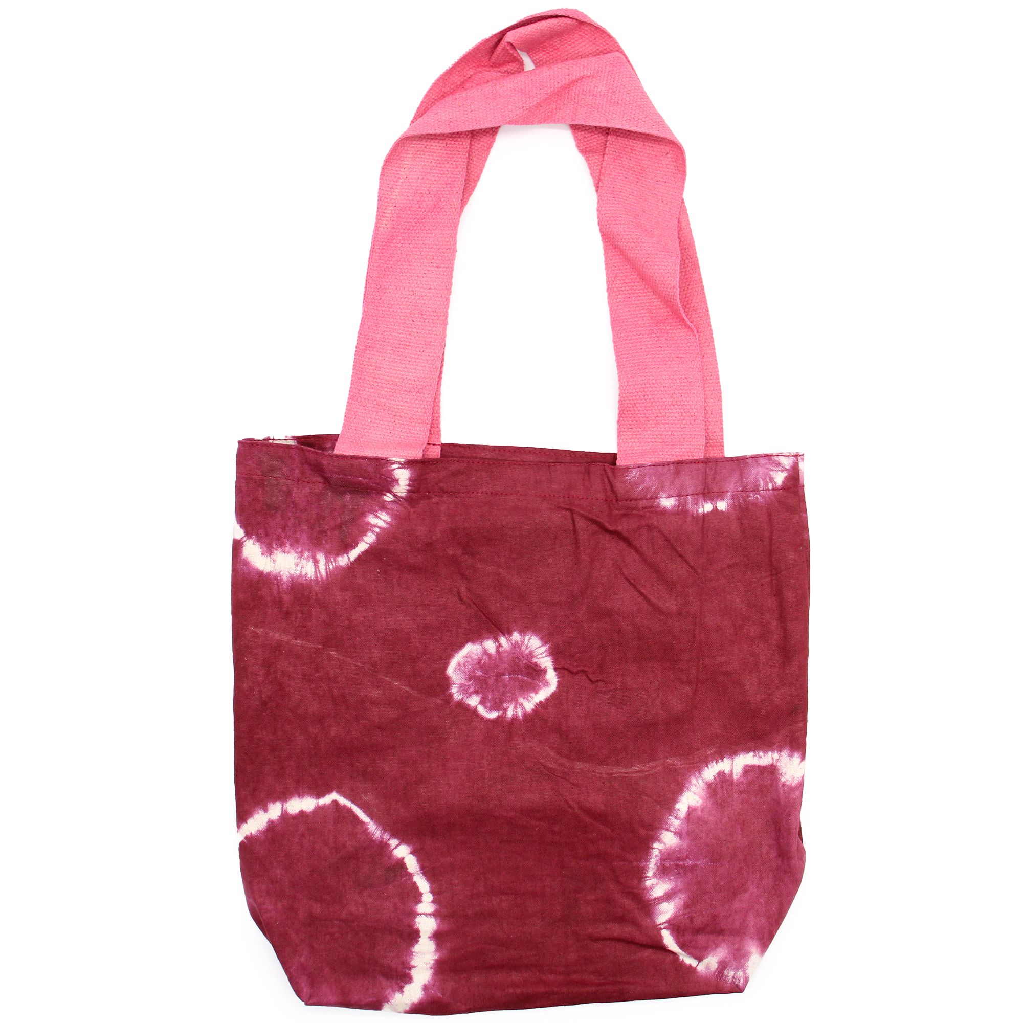 Natural Tye-Dye Cotton Bag (8oz) – 38x42x12cm – Maroon Rings – Pink Handle | www.artisan-gifts.co.uk 2 Natural Tye-Dye Cotton Bag (8oz) – 38x42x12cm – Maroon Rings – Pink Handle | www.artisan-gifts.co.uk 1