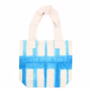 Natural Tye-Dye Cotton Bag (8oz) – 38x42x12cm – Sky Blue Blocks – Natural Handle | www.artisan-gifts.co.uk 1