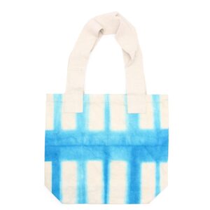 Natural Tye-Dye Cotton Bag (8oz) – 38x42x12cm – Sky Blue Blocks – Natural Handle | www.artisan-gifts.co.uk 1