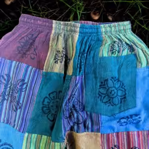 Nomad Sari – Mushroom Pants – Block Print Designs -Green Tones S/M | www.artisan-gifts.co.uk 1