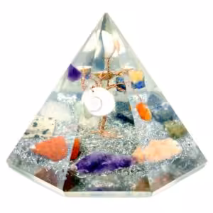 Orgonite 7 sided Pyramid – Gemstone Wisdom Tree – 90 mm | www.artisan-gifts.co.uk 1