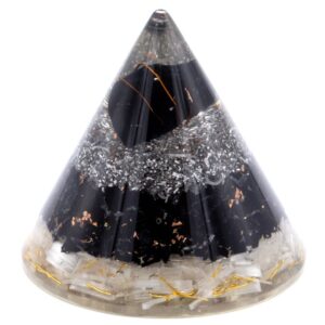 Orgonite Cone – Selenite and Black Toumaline Copper – 90 mm | www.artisan-gifts.co.uk 1