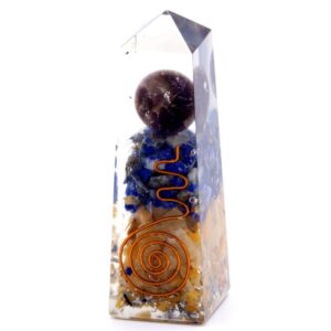 Orgonite Obelisk Power Point Copper, Lapis and Yellow Aventurine – 90×25 mm | www.artisan-gifts.co.uk 1