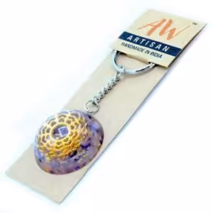 Orgonite Power Keyring – Amethyst Mandala Hearts | www.artisan-gifts.co.uk 1