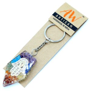 Orgonite Power Keyring – Gemstone Chakra Hamsa | www.artisan-gifts.co.uk 1