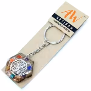 Orgonite Power Keyring – Octagon Flower of Life | www.artisan-gifts.co.uk 1