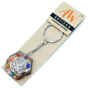 Orgonite Power Keyring – Octagon Flower of Life | www.artisan-gifts.co.uk 1