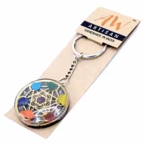 Orgonite Power Keyring – Round Seven Chakra | www.artisan-gifts.co.uk 1