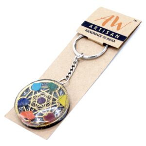 Orgonite Power Keyring – Round Seven Chakra | www.artisan-gifts.co.uk 1