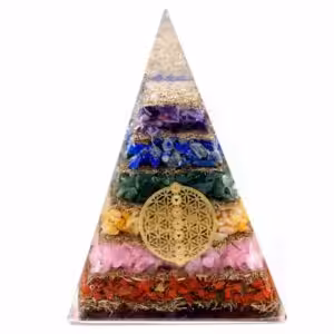 Orgonite Pyramid – Seven Chakra Flower of Life – 70 mm | www.artisan-gifts.co.uk 1
