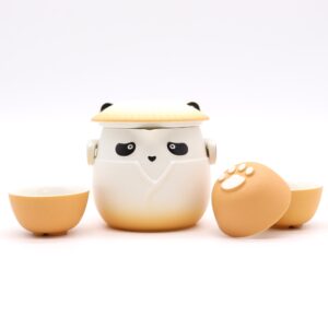 Panda Teapot Set & Three Cups – Orange | www.artisan-gifts.co.uk 1