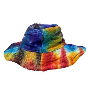 Patched and Wired Hemp & Cotton Boho Festival Hat – Tiedye | www.artisan-gifts.co.uk 1