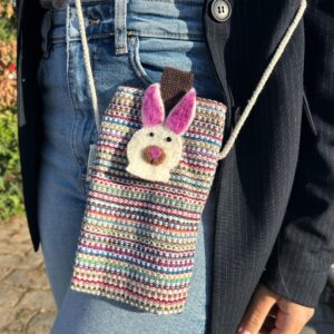 Phone Holder Bag Stripes Pink  – bunny decor | www.artisan-gifts.co.uk 1