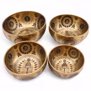 Pure Brass Etched Yogi – Set of 4 – Approx 3.85kg | www.artisan-gifts.co.uk 1