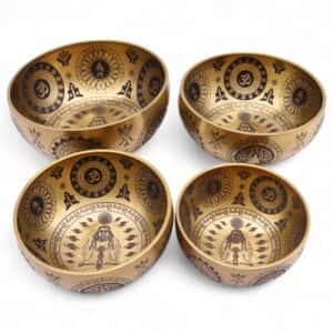 Pure Brass Etched Yogi – Set of 4 – Approx 3.85kg | www.artisan-gifts.co.uk 1
