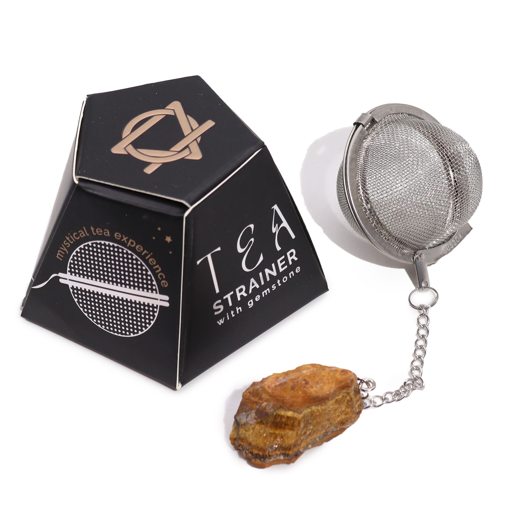 Raw Crystal Gemstone Tea Strainer – Gold Tigers Eye | www.artisan-gifts.co.uk 2 Raw Crystal Gemstone Tea Strainer – Gold Tigers Eye | www.artisan-gifts.co.uk 1