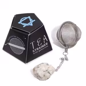 Raw Crystal Gemstone Tea Strainer – Rainbow Moonstone | www.artisan-gifts.co.uk 1