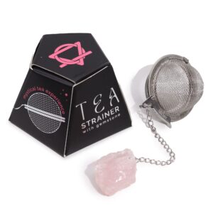 Raw Crystal Gemstone Tea Strainer – Rose Quartz | www.artisan-gifts.co.uk 1