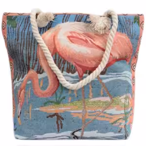 Rope Handle Bag – Pink Flamingo | www.artisan-gifts.co.uk 1