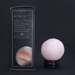 Rose Quartz Planet on a Sola Goldstone Stand (VENUS) | www.artisan-gifts.co.uk 1