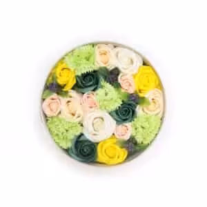 Round Box – Spring Celibrations – Yellow & Greens | www.artisan-gifts.co.uk 1