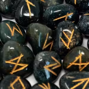 Runes Stone Set in Pouch  – Bloodstone | www.artisan-gifts.co.uk 1
