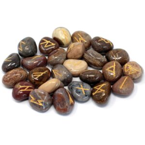 Runes Stone Set in Pouch – Fancy Jasper | www.artisan-gifts.co.uk 1